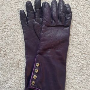 Purple Leather Coach Gloves